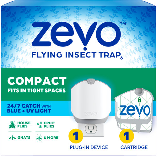 Zevo Compact Flying Insect Trap (1 Plug In Device & 1 Refill Cartridge)
