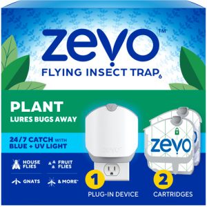Zevo Plant Flying Insect Trap (1 Plug In Device & 2 Refill Cartridges)